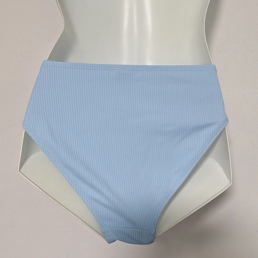 Mienqe Light Blue Ribbed Swim Bikini Set